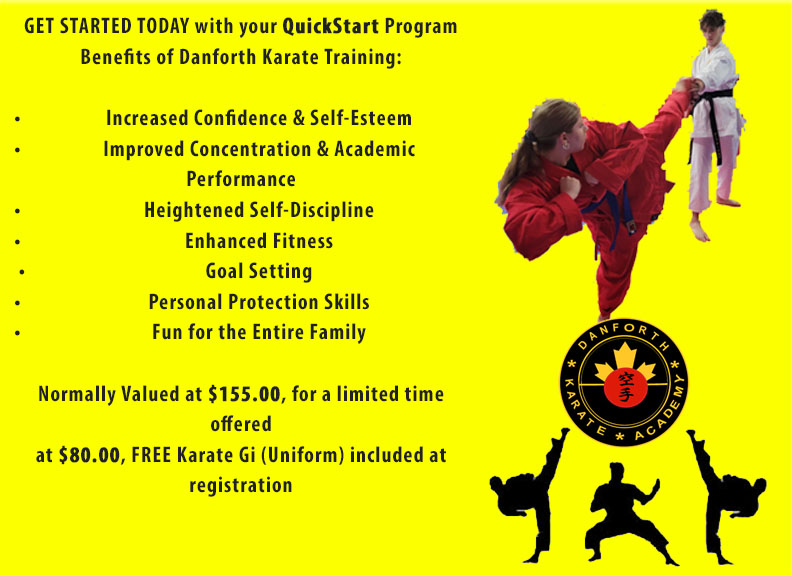 Students practicing quickstart karate program